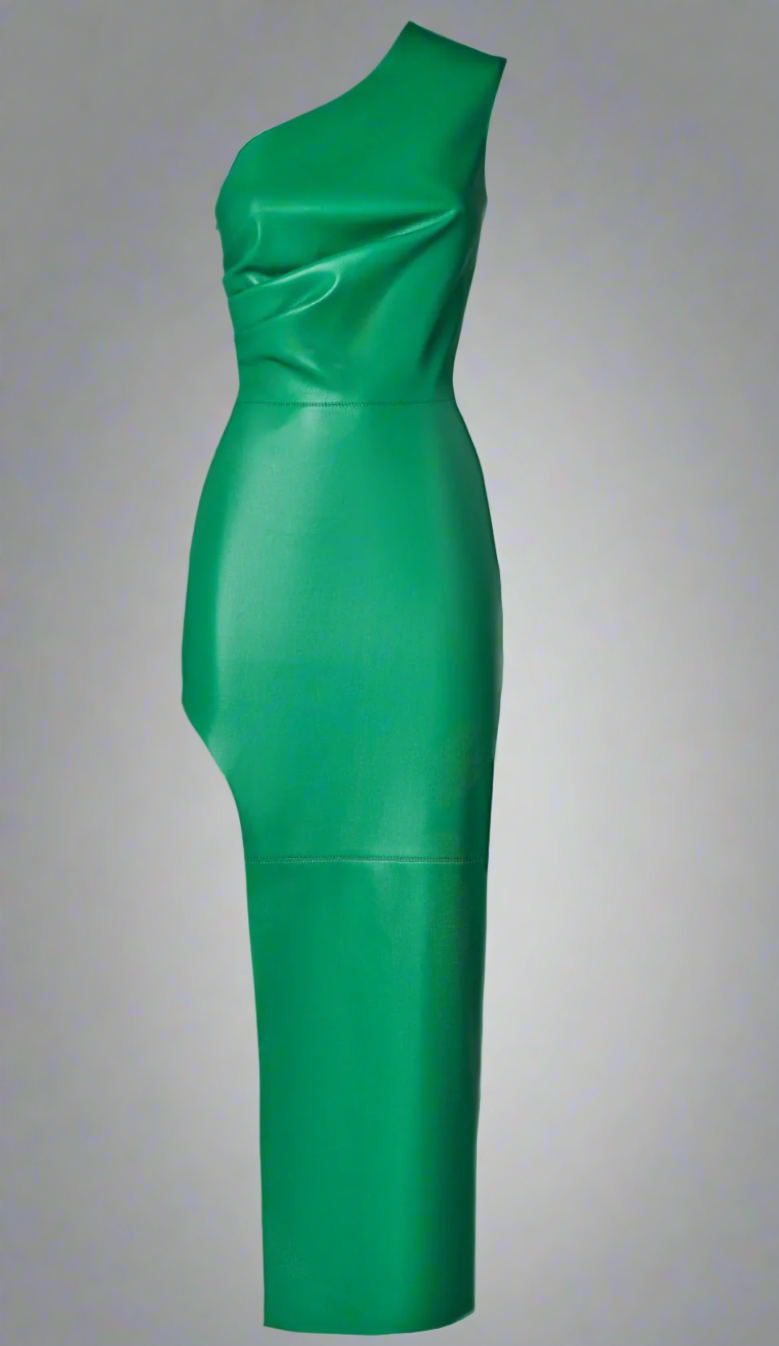 Long eco-leather dress