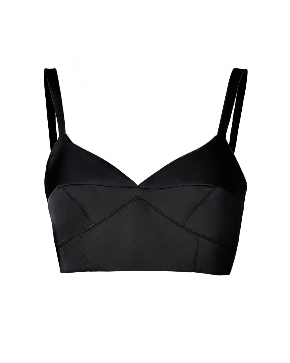 Black Satin Crop Top