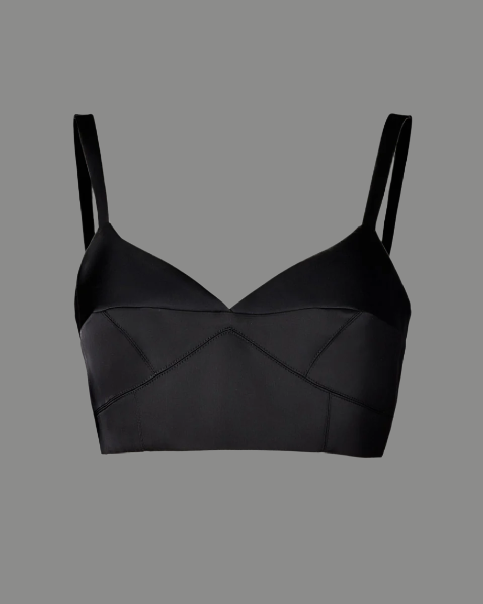 Black Satin Crop Top
